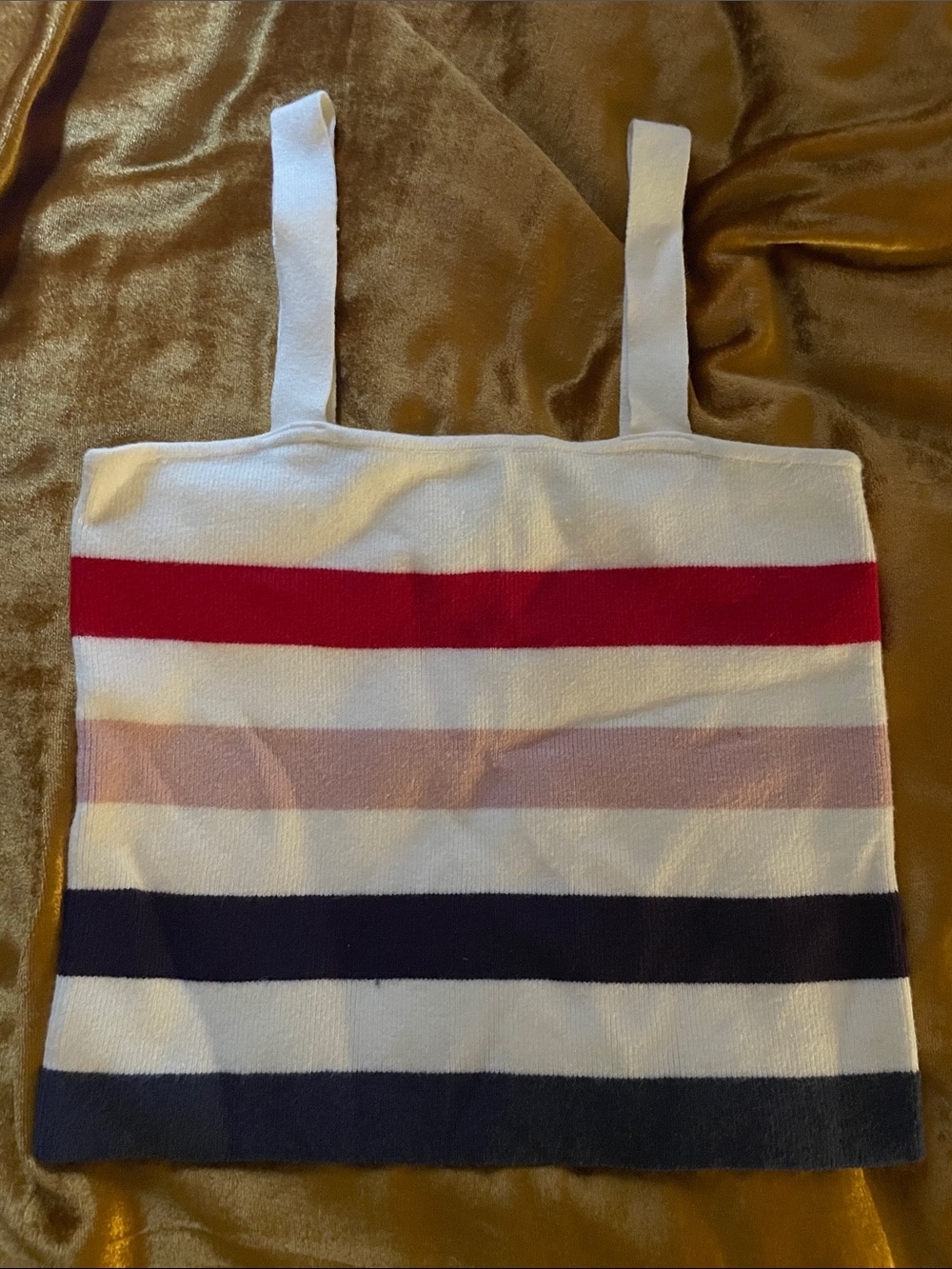moon & madison White Striped Tank Top with Red, Pink and Navy Bands